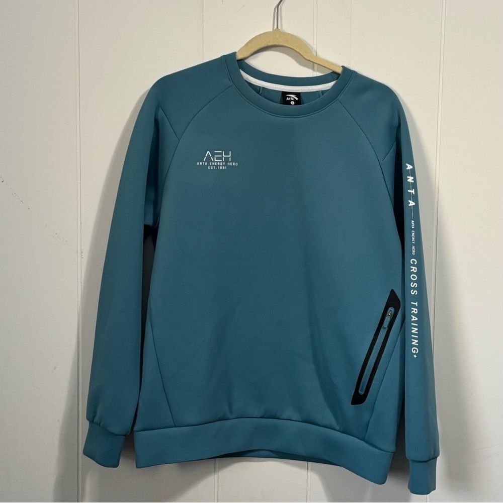 Anta‎ Sports Energy Hero men’s blue Scuba Crewneck Sweatshirt Large